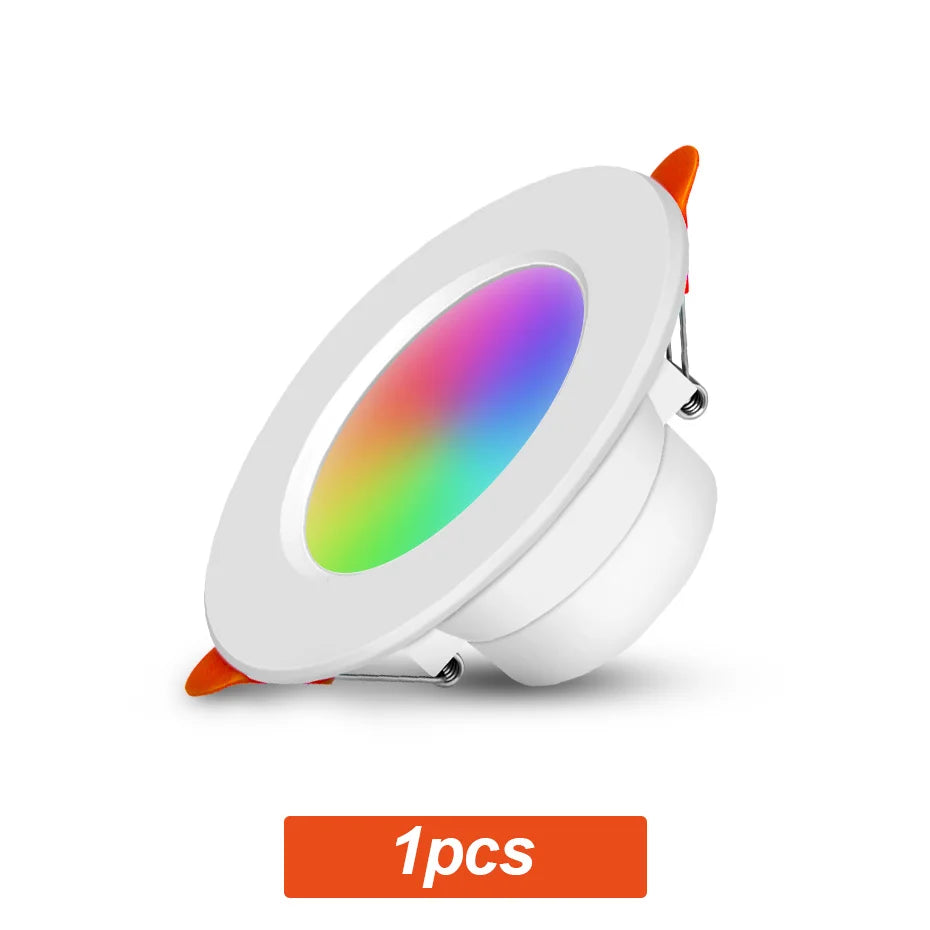 AC85-265V RGB Smart Bluetooth LED Downlight 10W 1/2/4Pcs Recessed LED Ceiling Light CCT Dimmable RGB Spotlight Lighting Decor Oasis Select 1 Pcs