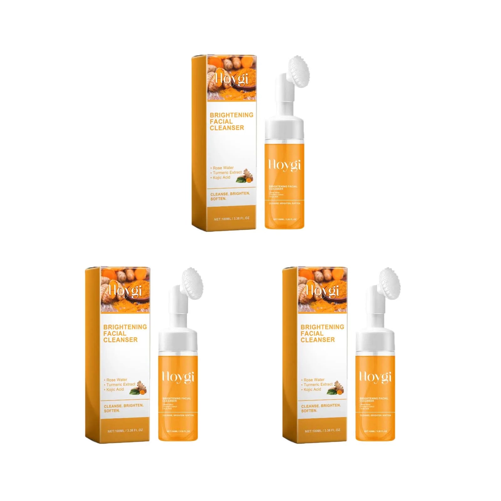 Turmeric Cleanser Deeply Cleansing Kojic Acid Blackhead Remover Skin Cleansing Oil Control Fade Acne Marks Brighten Foam Cleanse Oasis Select 3Pcs 100ml Boxed