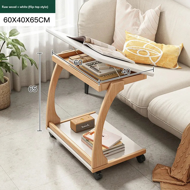 Multi-functional Removable flip solid wood edge few living room household side table sofa small coffee table sturdy and durable Oasis Select Rubberwood E