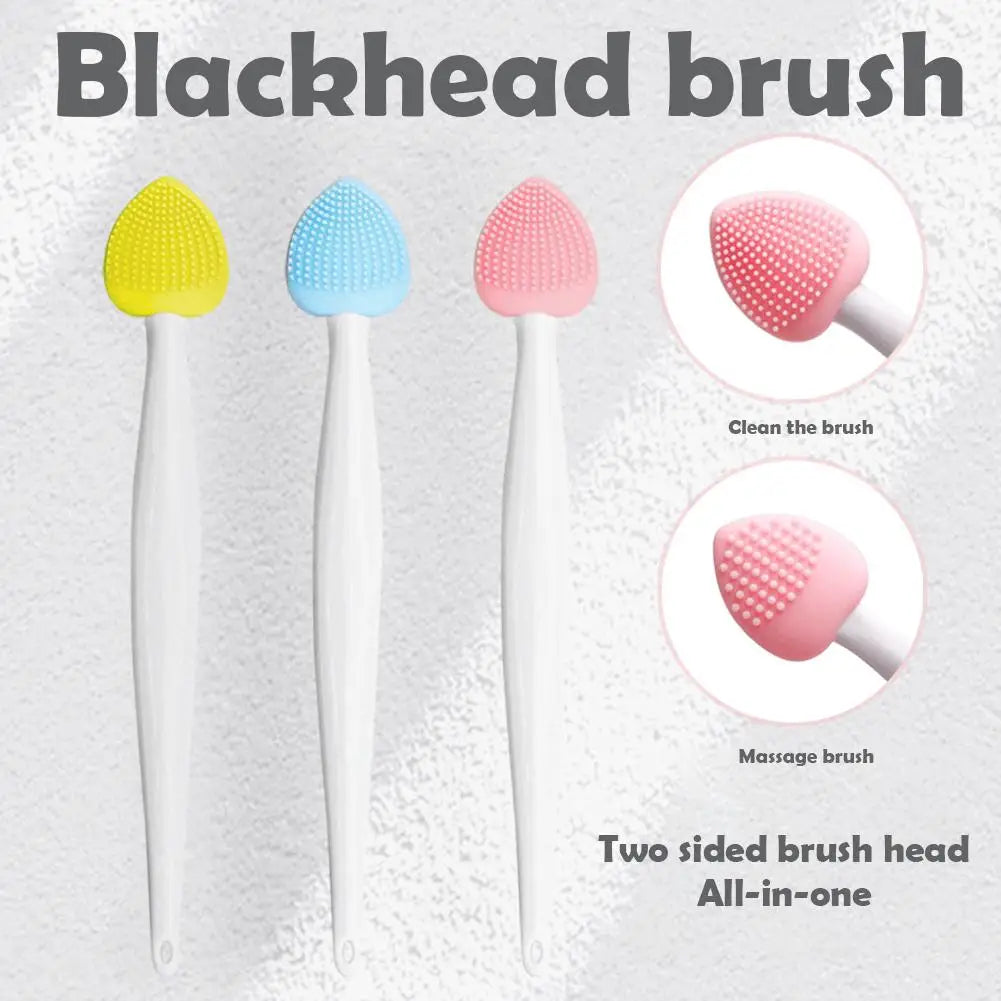 Silicone Pore Cleansing Brush For Face, Scrub Lip Exfoliator Brush Double-Sided Facial Exfoliating Tool for Blackhead Removal Oasis Select