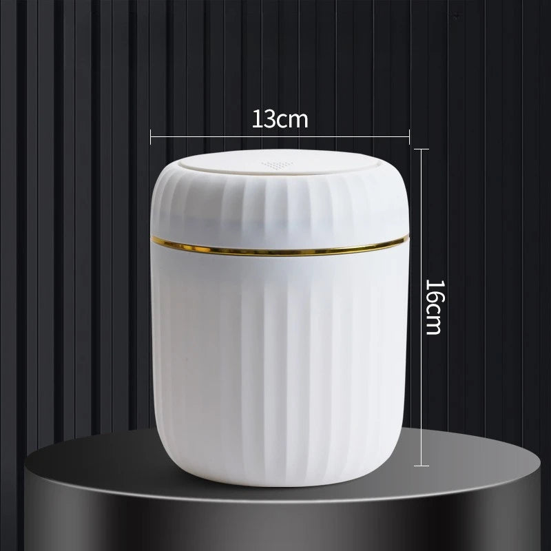 Mini Desktop Trash Can with Lid Garbage Waste Bin Organizer Bedroom Office Desk Storage Box Made Durable Plastic Home Supplies Oasis Select WHITE