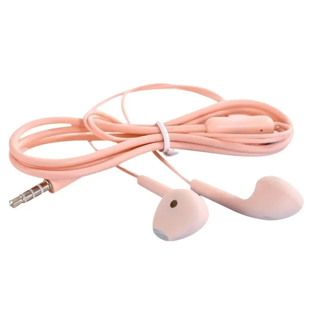 1PC 3.5mm Stereo In-Ear Earphone With Microphone Heavy Bass Wired Headset Earphones with Mic Universal for Xiaomi/Huawei/Samsung Oasis Select Pink