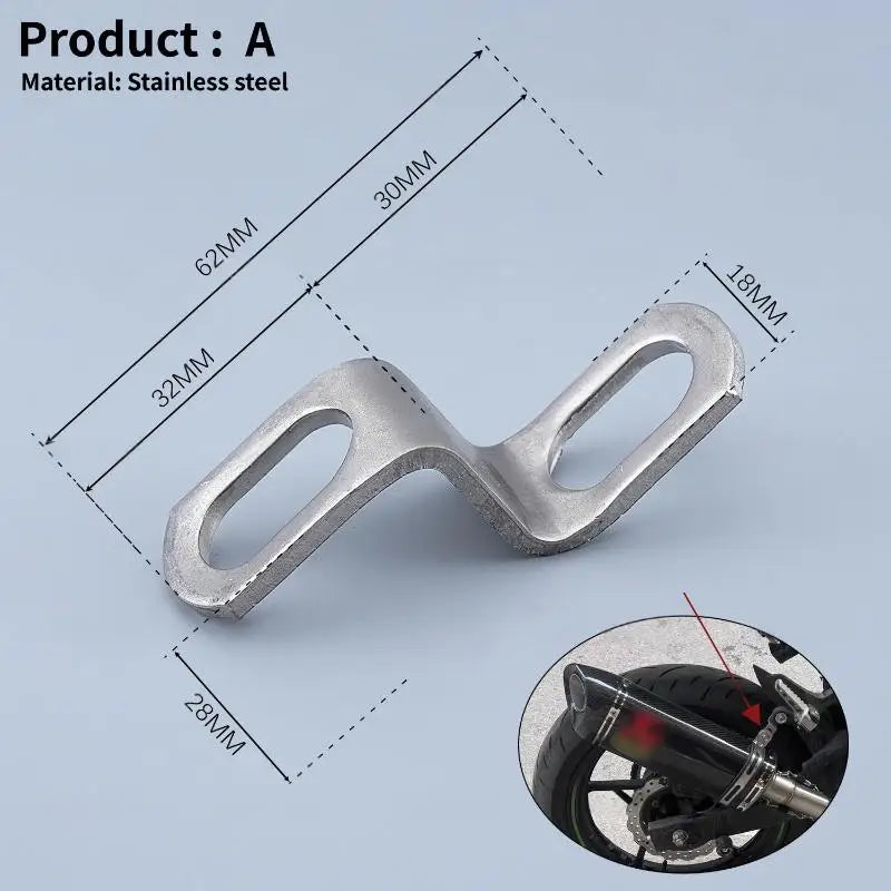 Motorcycle Fixed Brackets and Exhaust Clamps; 1 to 3-Piece Stainless Steel, Z or L Shaped Oasis Select A
