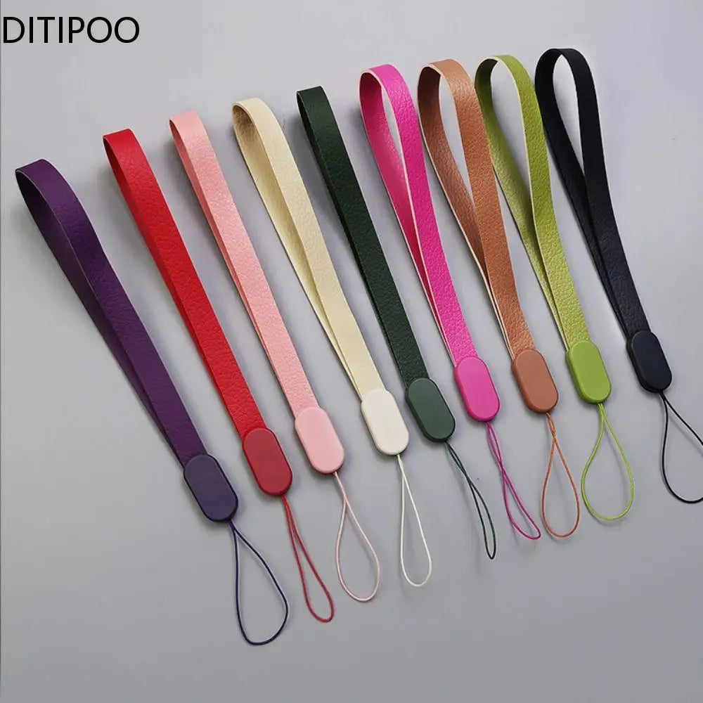 Mobile Phone Lanyard Short Wrist Strap Simple Leather Fashion Tag Chain Bag Accessories Pendant Phone Universal Anti Lose Strap Oasis Select