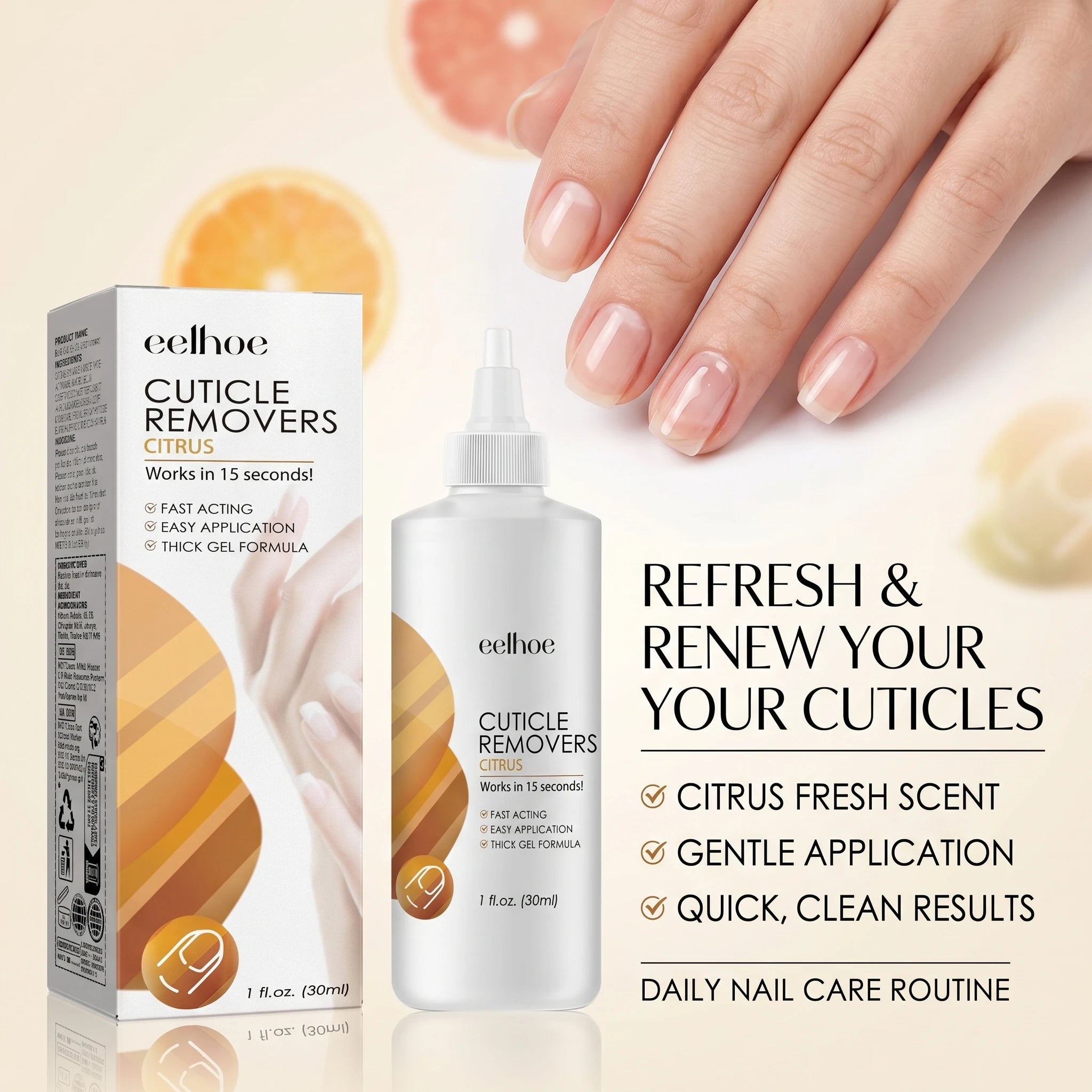 Citrus Cuticle Remover Gel Dead Skin Softener for Nail Care Improve Rough Damaged Nails Smooth Nourishing Care Liquid Oasis Select