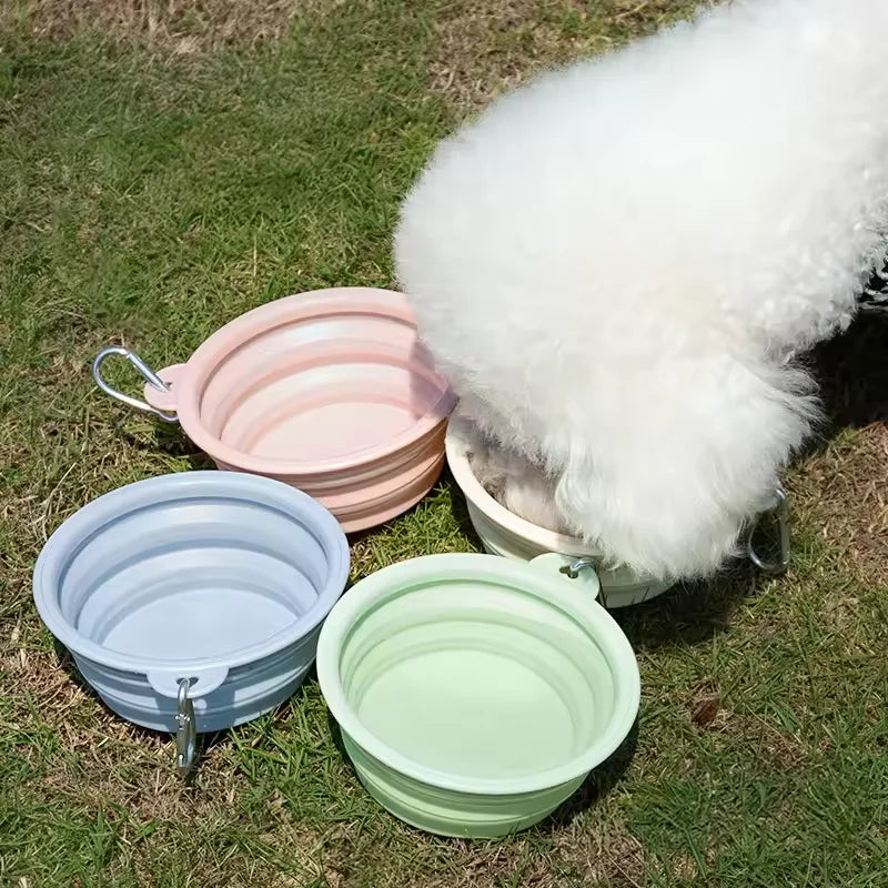 Foldable Silicone Dog Bowl Pet Outdoor Travel Portable Folding Cat Food Water Large Capacity Container Feeding Bowl Pet Supplies Oasis Select