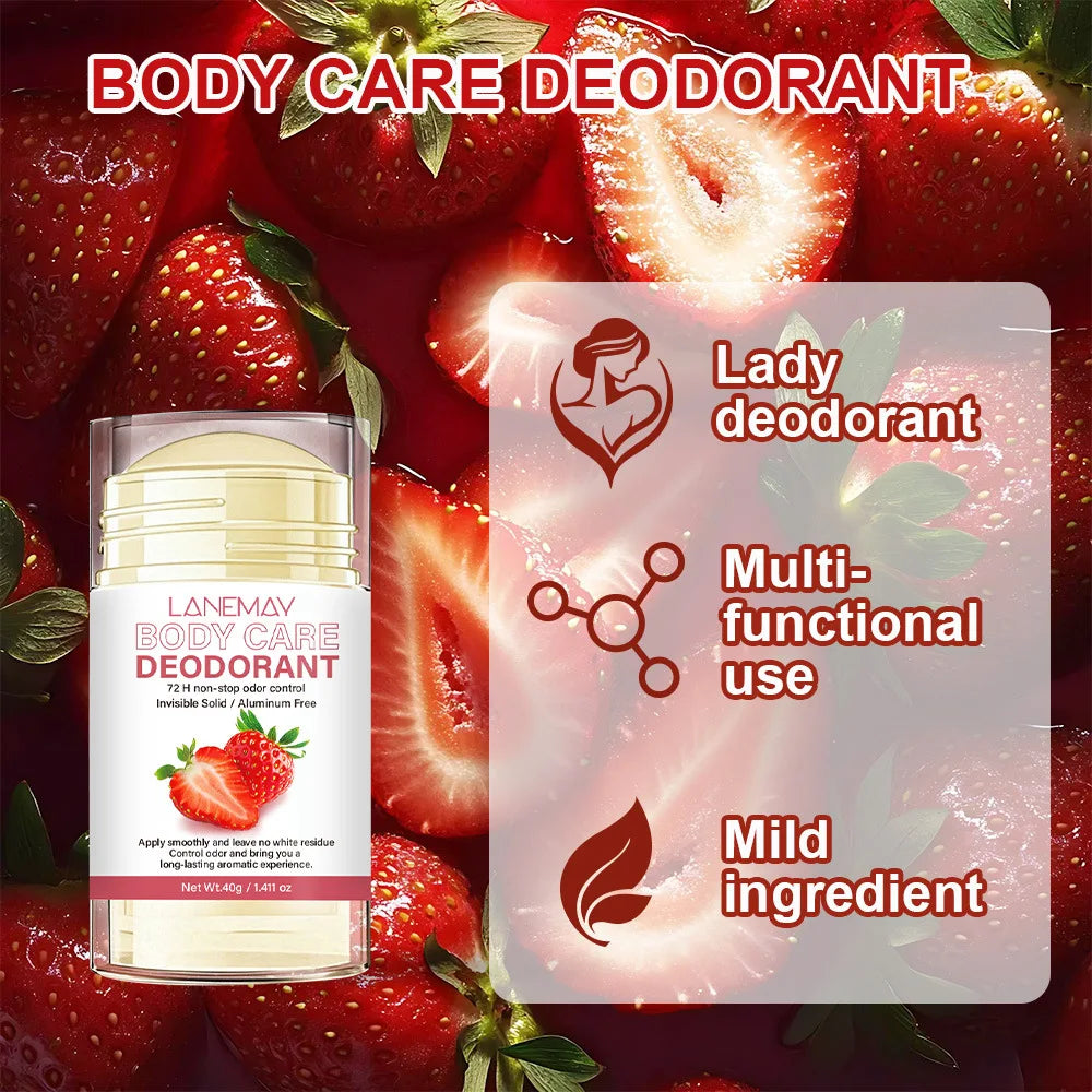 Lanemay Strawberry Deodorant – Aluminum-Free Invisible Solid