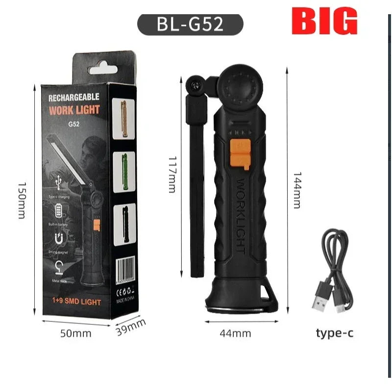 KDULIT COB LED Work Light – USB Rechargeable Magnetic Torch