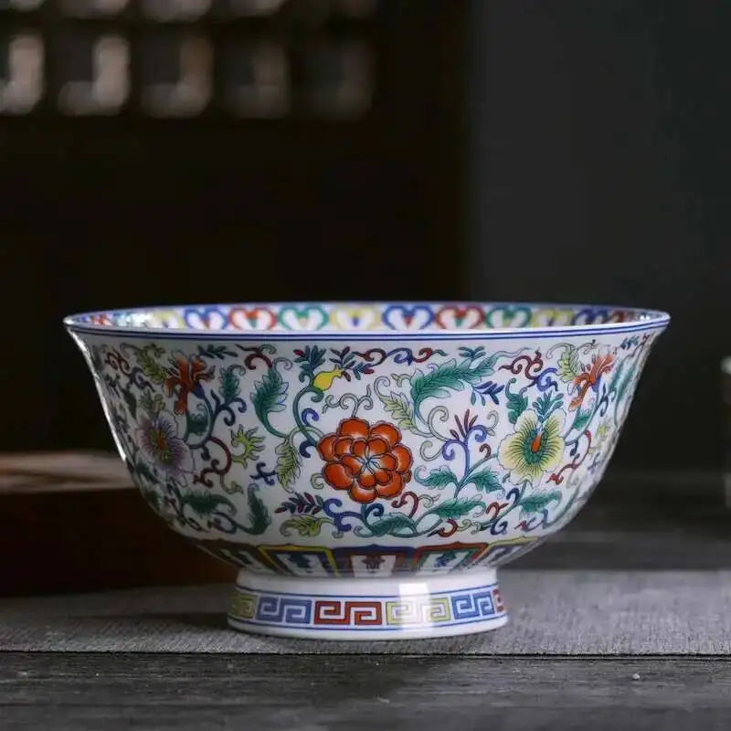 Jingdezhen Ceramic Bone Chinese Rice Porridge Bowl Soup Noodles Antique Bowl Oasis Select 6-inch Kaleidoscope