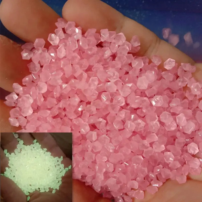 1000pcs Glow in the Dark Pebbles – Garden & Aquarium Decor Decorative Glow Pebbles Oasis Select Pink 3-5mm