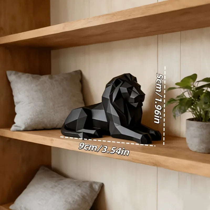 Geometric Lion Figurines 3D Printed Domineering Desktop Craft Ornaments Abstract Lion Sculpture for Modern Home Office Zen Decor Oasis Select