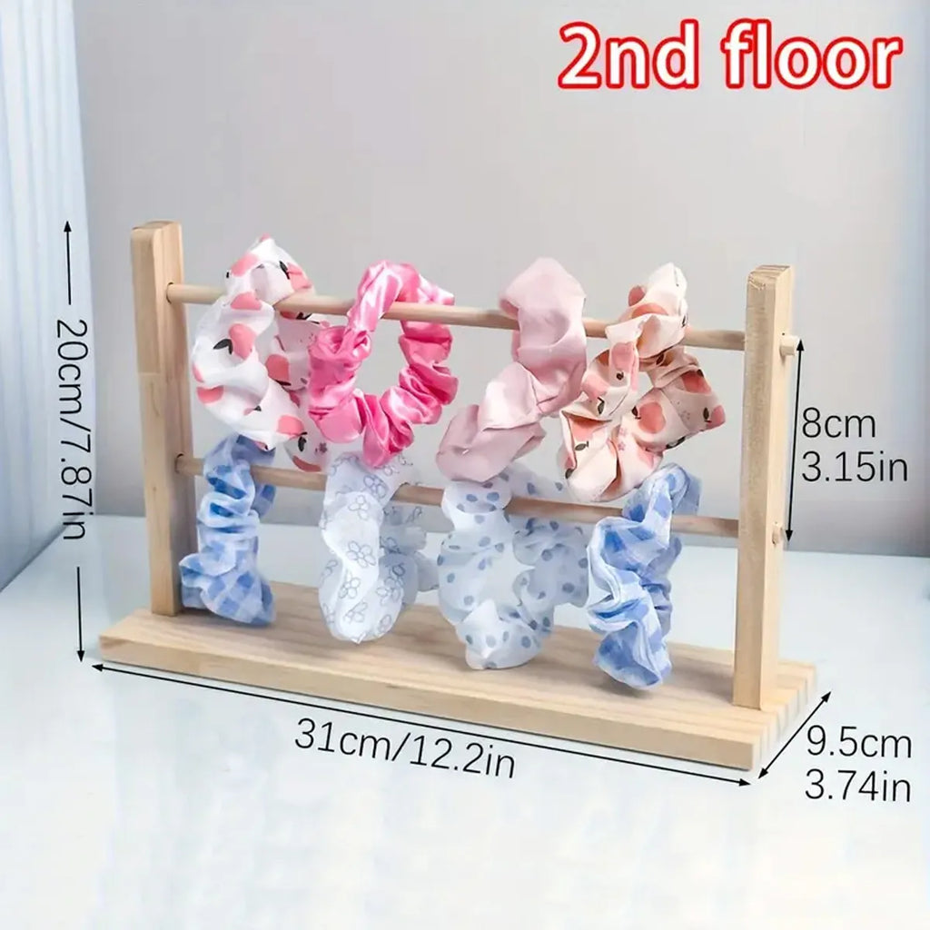 1pc Jewelry storage rack, suitable for hair rings, hair ropes, elegant wooden display racks for dressing tables, jewelry towers Oasis Select 2 Layer