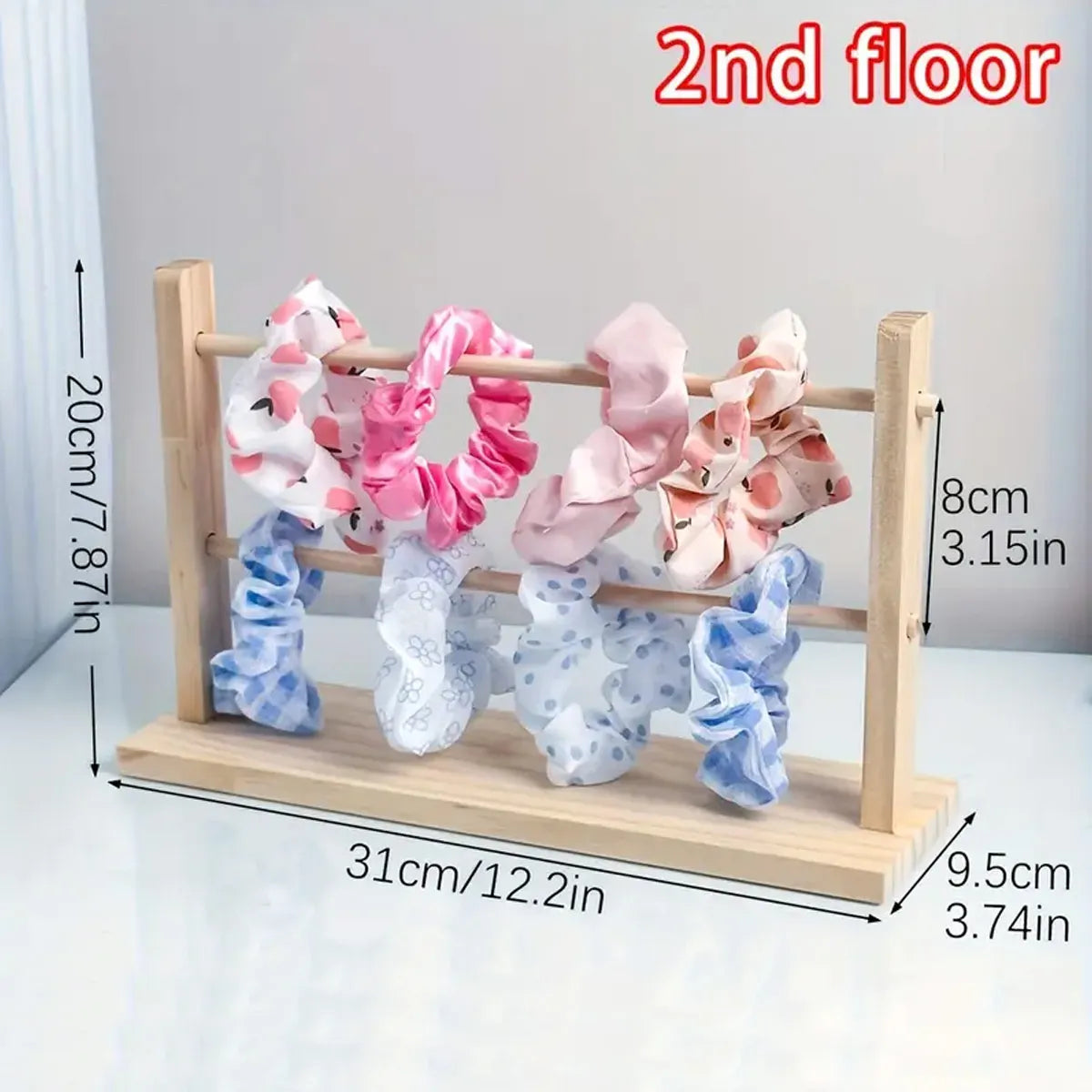1pc Jewelry storage rack, suitable for hair rings, hair ropes, elegant wooden display racks for dressing tables, jewelry towers Oasis Select 2 Layer