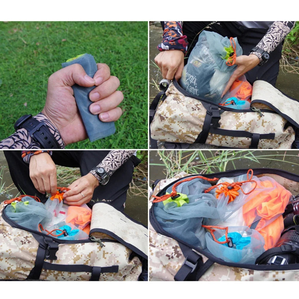 Travel Mesh Storage Bag Ultralight Outdoor Drawstring Stuff Sack Camping Traveling Organizer Hiking Tool Accessories Multi Bags Oasis Select