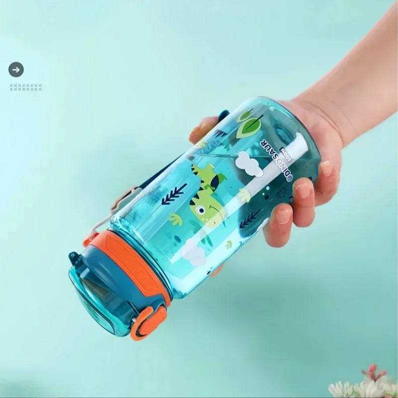 1pcs Kids Cartoon Water Bottle Leak-Proof BPA-Free Tritan Bottle with Straw & Strap for School & Outdoor Activities Oasis Select