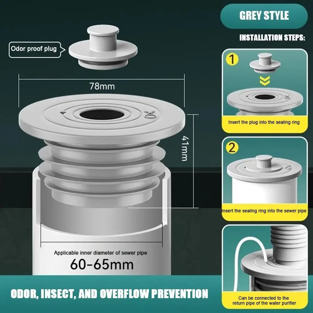 Durable Anti Odor Washbasin Floor Drain Core Shower Drainer Sewer Strainer Plug Insect Prevention Water Pipe Connector Oasis Select 60-65mm-Type2