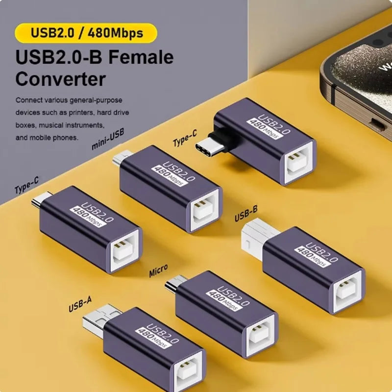 USB-A/Mini/Micro/Type-C to USB-B Female Adapter Connectors Mini Micro USB Type-c to Printer Female Scanner Adapter connector Oasis Select