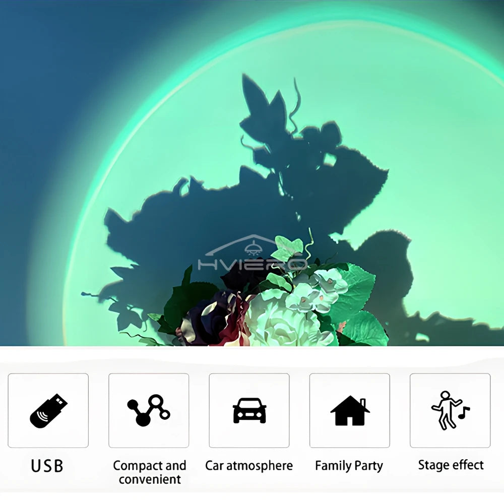 LED Sunset Lamp USB Projector – Mood Night Light for Bedroom