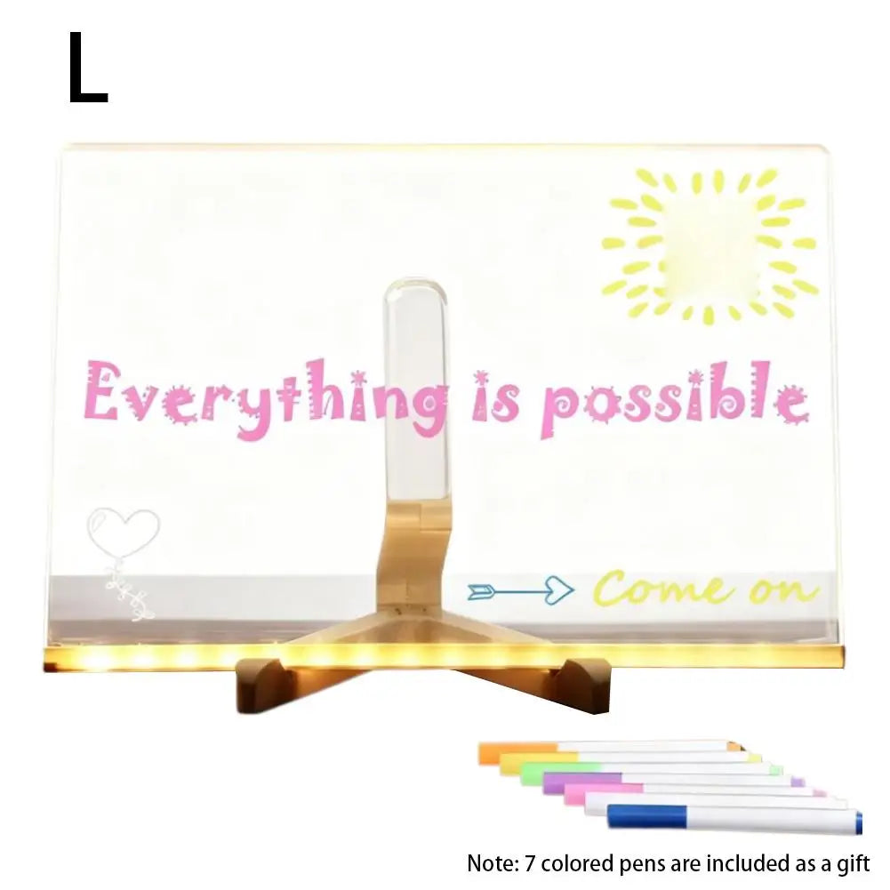 Light Up Rewritable Acrylic Message Board 7 Color Pens Glowing Drawing Lamp for Kids Adults Birthday Festival Gift Oasis Select L