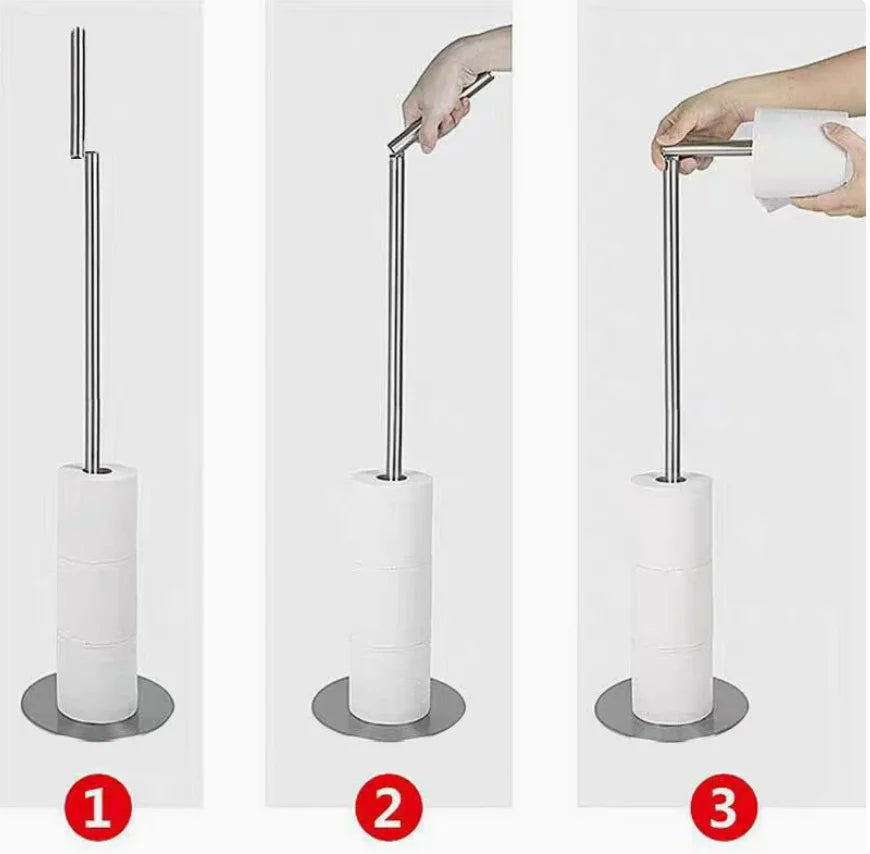 Free Standing Toilet Paper Holder Stainless Steel No Drilling Weighted Stable Base for Bathroom RV ect Oasis Select