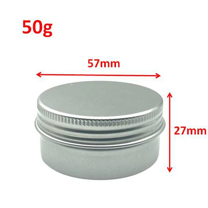 10Pcs 5g/10g/15g/20g/30g/50g Empty Silver Aluminum Tins Cans Screw Top Round Candle Spice Tins Cans with Screw Lid Containers Oasis Select 10pcs 50g