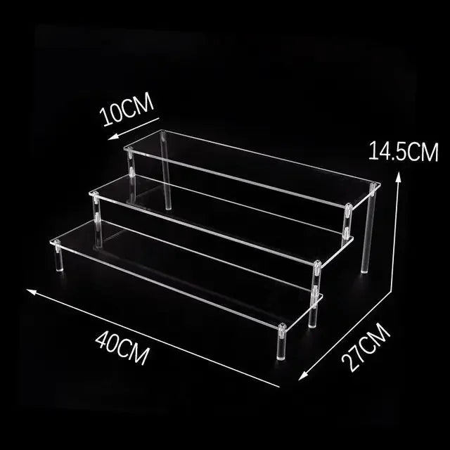 1–5 Tier Acrylic Display Stand | Riser Shelf Rack – Clear & Black