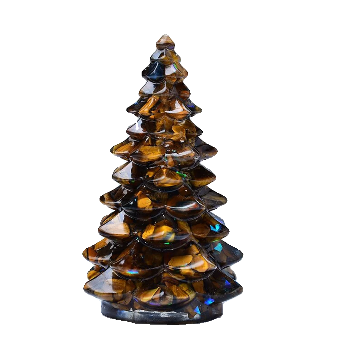 New Natural Crystal Crushed Stone Christmas Tree Resin Decorative Item for Home Desktop Decoration Christmas Display Oasis Select