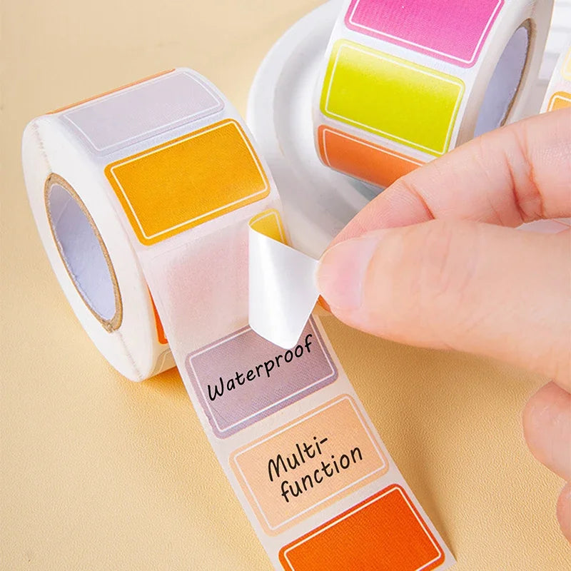 500-Piece Roll Waterproof Color-Coded Index Tabs - Vibrant Durable Sticky Labels for Organizing, Personalized Name Tags Oasis Select