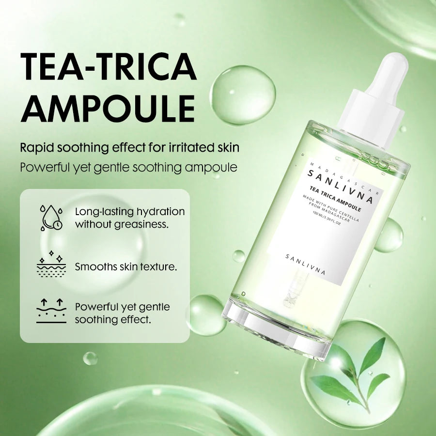 Brighten skin tand revitalizing serum capsules, tea tree facial serum, and moisturizing skincare products improve skin problems. Oasis Select