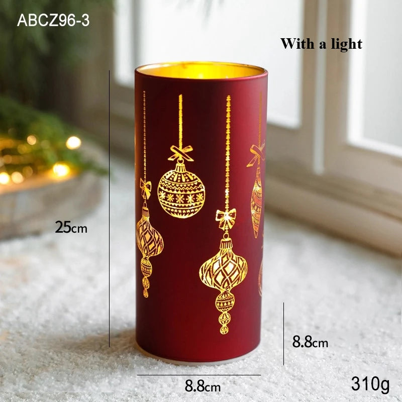 Christmas Decorative Trinkets Candle Cups Christmas Tree Glass Jars Hand-held Candlestick Ornaments Scene Arrangements Oasis Select 25cm red