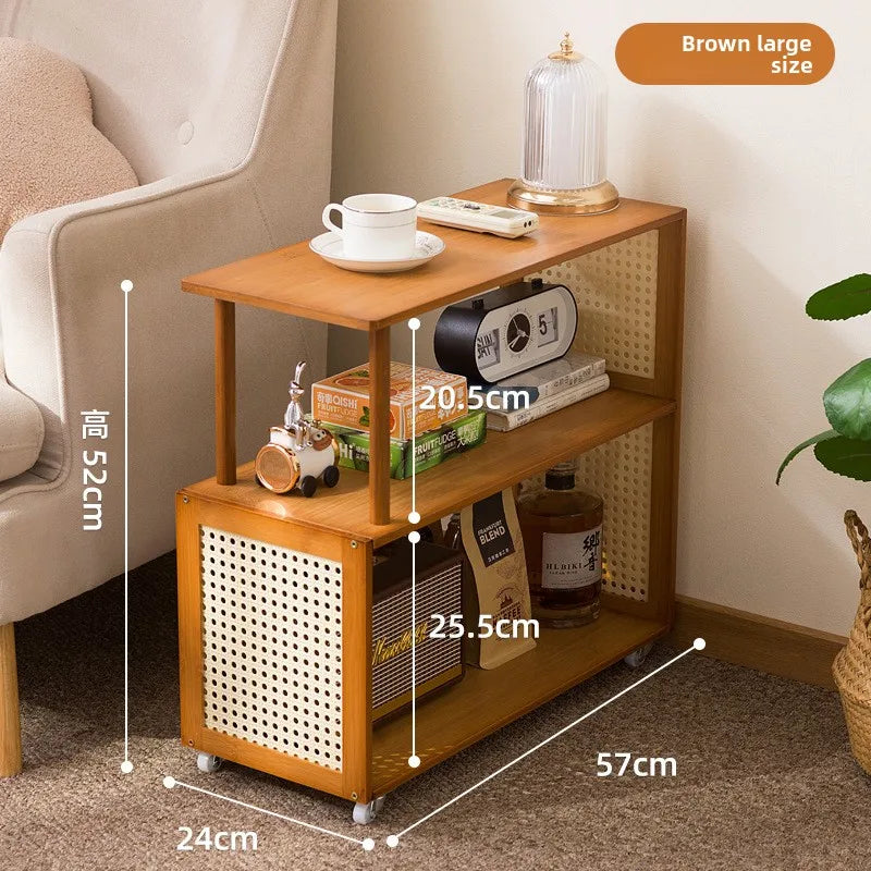 Movable pulley modern simple coffee table household storage side cabinet new sofa side table Oasis Select Brown 55 long