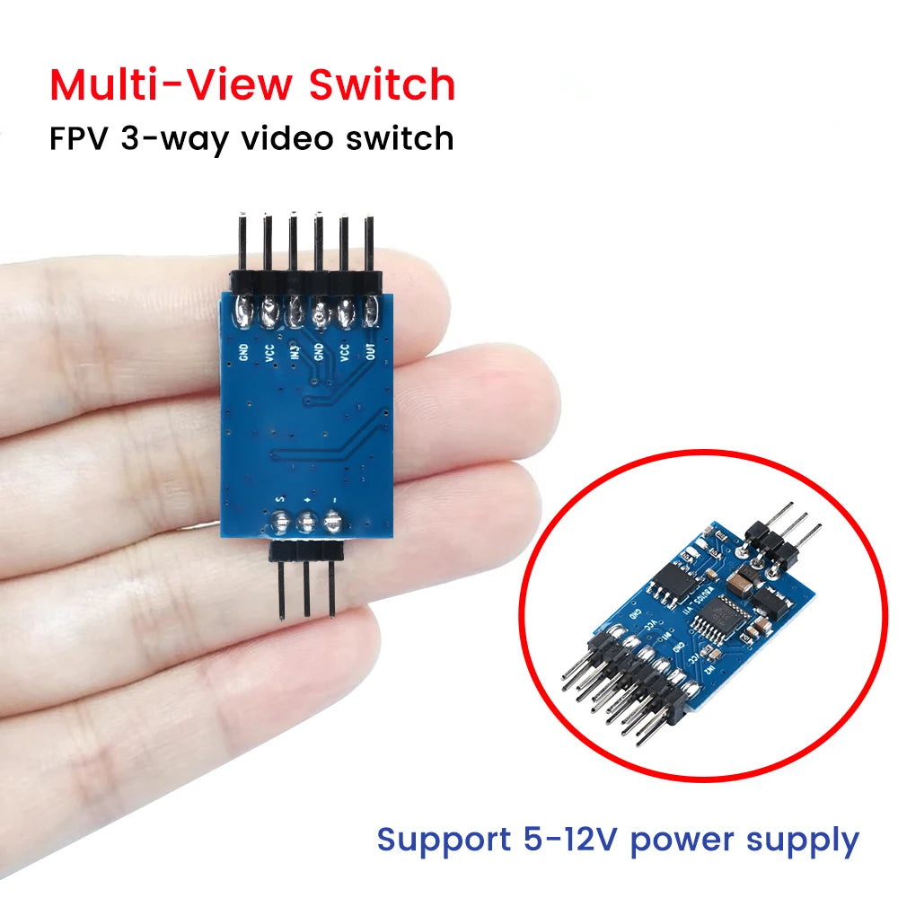 3 Channel Video Switcher Module 3 Way Video Switch Unit FPV Camera for Multicopter Drones 5.8G FPV Transmitter and Camera Oasis Select Default Title