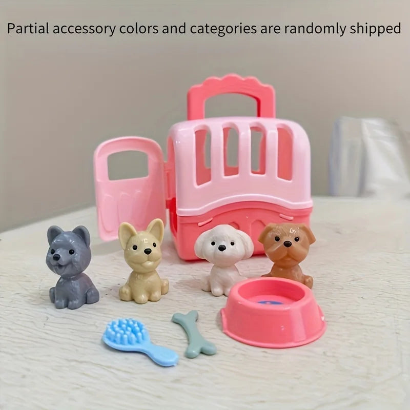 8pcs/set Pretend Play Pet House Playset,Cute Mini Dog House Role Play Vet Clinic Toy for Kid Animal Care,Educational Pretend Toy Oasis Select Pink