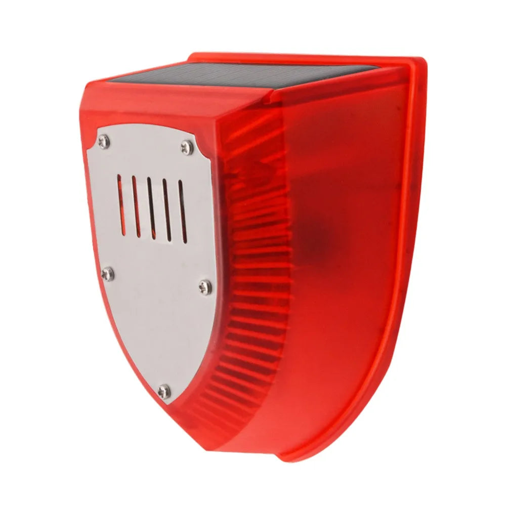 Waterproof Solar Alarm Multifunctional Portable Solar Charging Alarm Sound Alarm Animal Deterrent Solar Lamps Garage Security Oasis Select Red