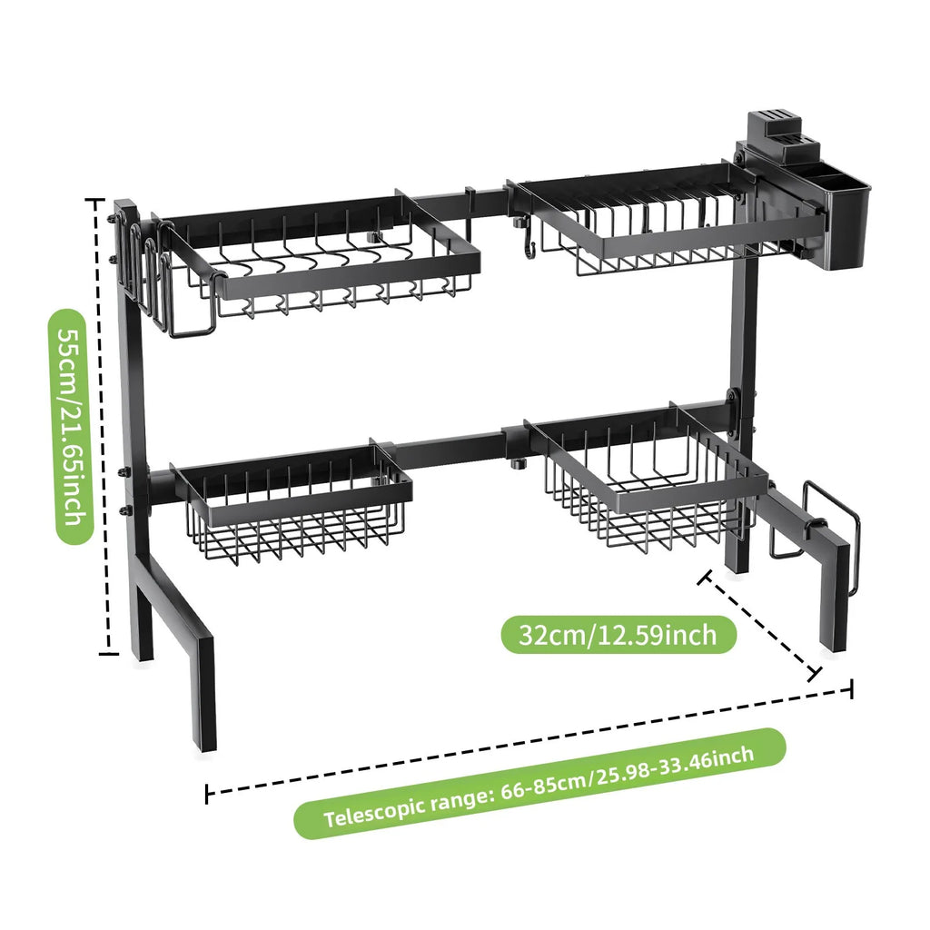Kitchen Shelf Sink Bowl Rack Tableware Drain Rack Multifunctional Household Dishwasher Kitchen Utensils Dish Storage Rack Oasis Select Black four baskets