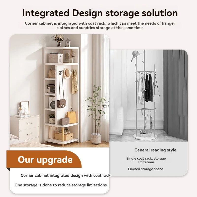 Corner storage cabinet for home use, simple foyer, coat rack, corner wall display cabinet, floor standing bookshelf, bedroom sid Oasis Select