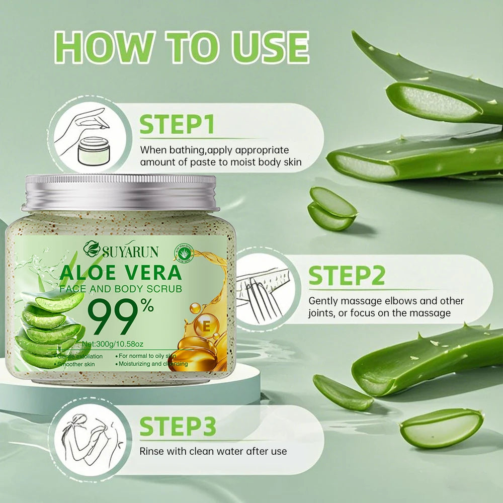 SUYARUN Aloe Vera Body Scrub – Deep Cleansing & Hydrating Body Scrub Exfoliator Oasis Select