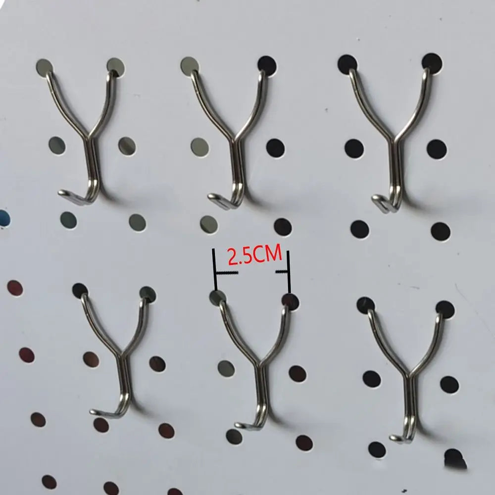 10Pcs Hardware Fastener Hanging Board Hole Hook 2.5cm/3.2cm Hole Distance Garage Workshop Storage Rack Pegboard Plate Hook Oasis Select