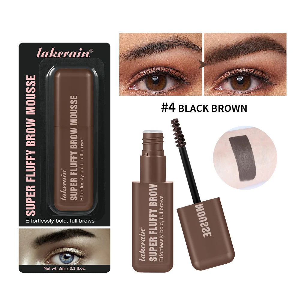 Superfluff Volumizing Brow Mousse Eyebrow Gel Thick Eyebrows Tint Tinted Brow Gel Multiple Color Long-Lasting Waterproof Makeup Oasis Select 4BLACK BROWN