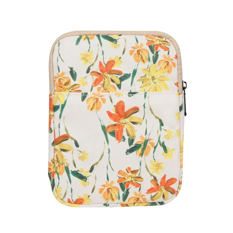 11th Generation 6-7inch e-Reader Sleeve Waterproof Shockproof Tablet Storage Bag Portable Anti Scratch for Kindle/Boox/Kobo Oasis Select Beige Flower