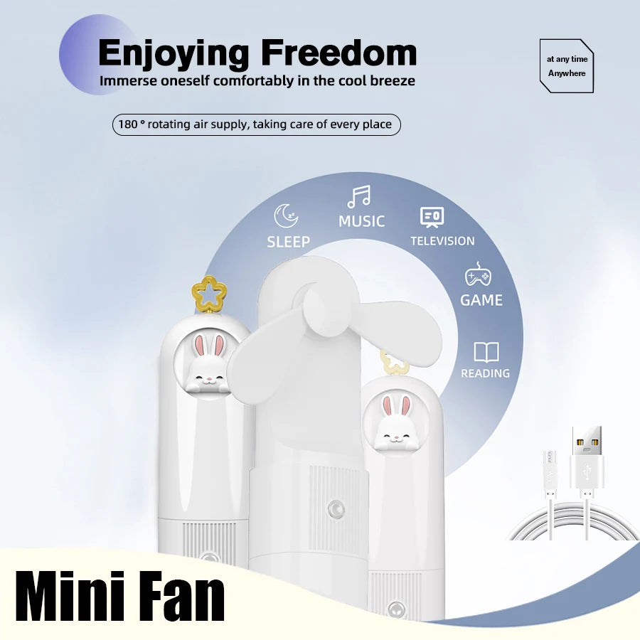 Mini Rechargeable Handheld Fan – 2000mAh USB, 5-Speed Portable