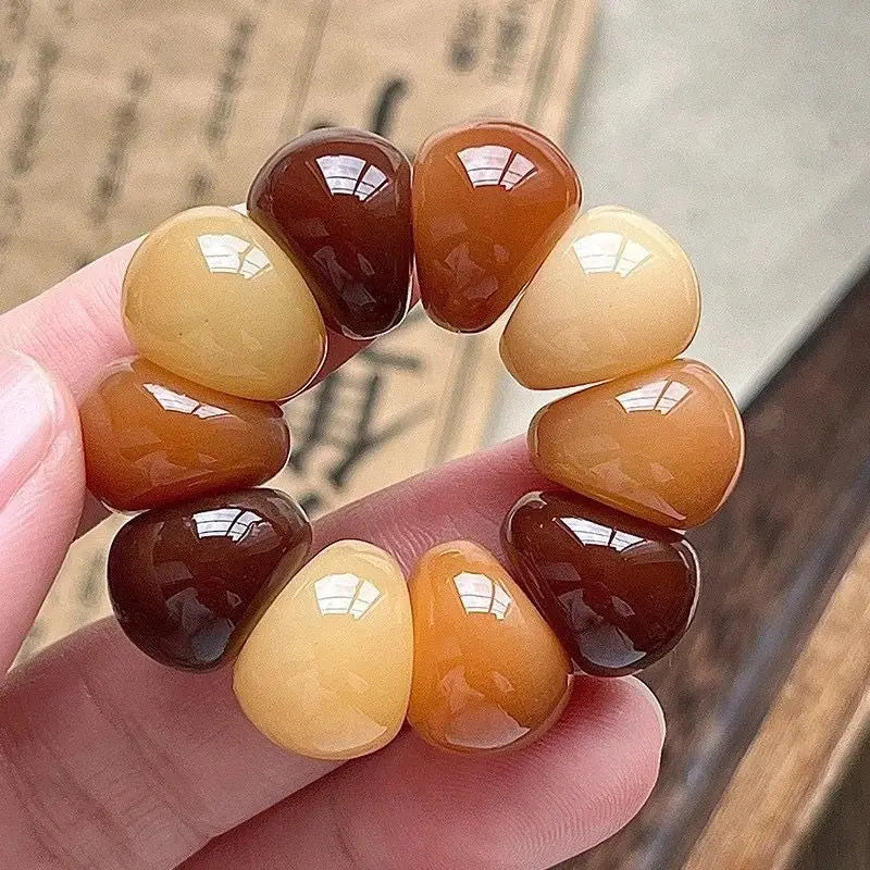 Zen Mala Prayer Bead Finger Ring Color Polished Curved Bead Buddhist Meditation Band, Spiritual Stress Relief Worry Bead Jewelry Oasis Select