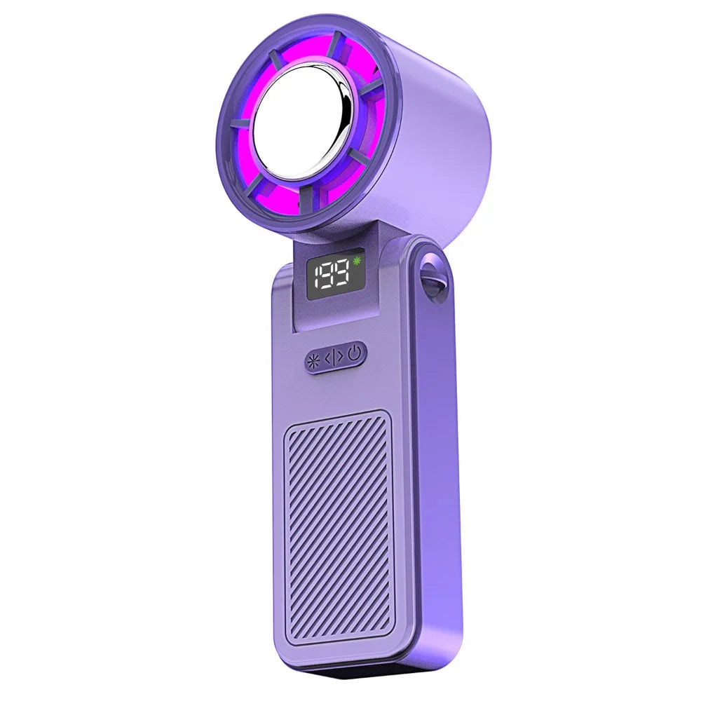 Ice Compress Cool Refrigeration Electric Fan Foldable 199 Gears Personal Cooling Fan Powerful Airflow 199Gears Adjustable Oasis Select Purple