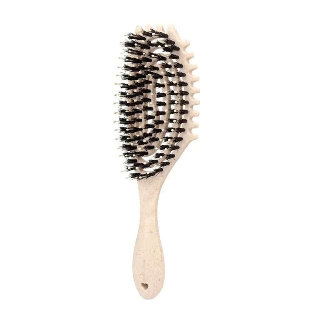 Curls Define Styling Brush Tangled Boar Bristle Hair Comb Anti Detangling Hair Styling Tool Hollow Out Wet Dry Dual Purpose Comb Oasis Select Beige
