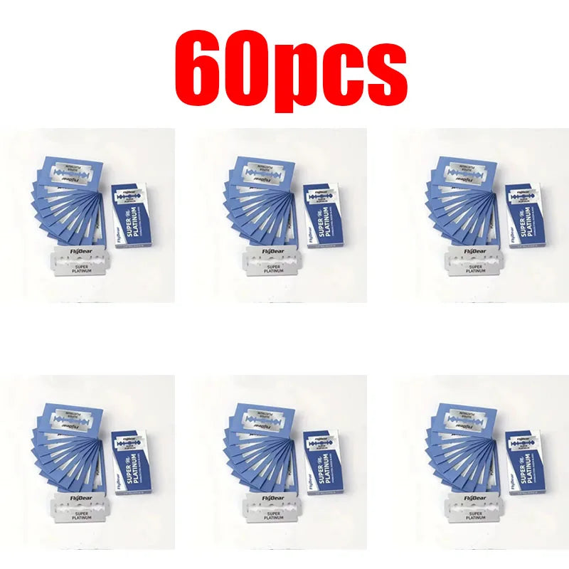 Safety Stainless Steel Men'S Razors Blades Classic Double Edge 10-60PCS Razor Blades For Professional Barber Hair Removal Tools Oasis Select 60pcs