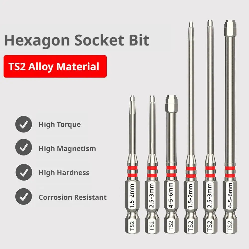6pc Pagoda Hex Screwdriver Bits – Magnetic S2 Steel Multi-Size Set