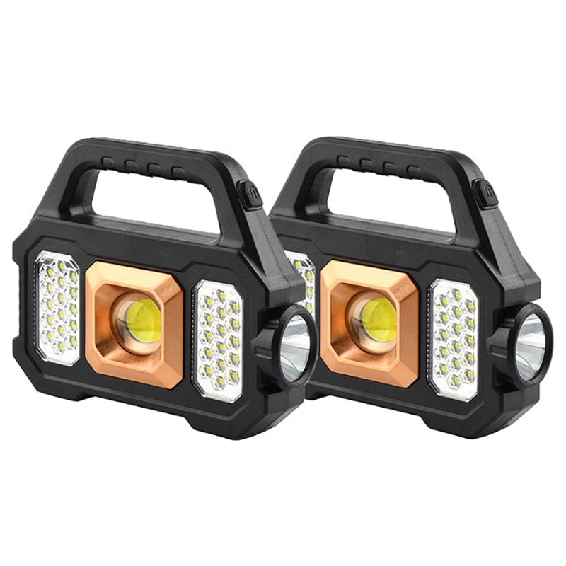 Solar Rechargeable Flashlight Zoomable Waterproof COB LED Torch Brightly Light Portable Powerful Lantern for Camping Oasis Select S157-D-2