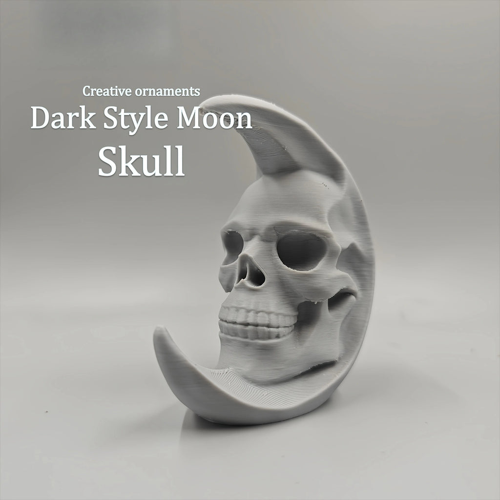 Retro Crescent Moon Skull Figurine Gothic Style Desk Ornament Mystical Skull Moon Meditation Statue Home Office Altar Decor Gift Oasis Select