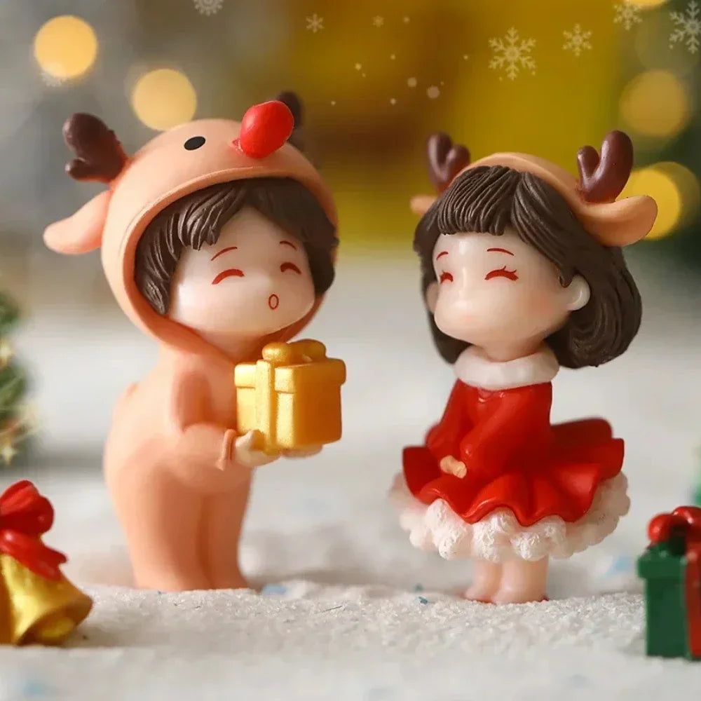 1-20Pairs Mini Christmas Couple Dolls DIY Christmas Decoration Accessories Cute Christmas Couple Dolls Desktop Ornaments Oasis Select