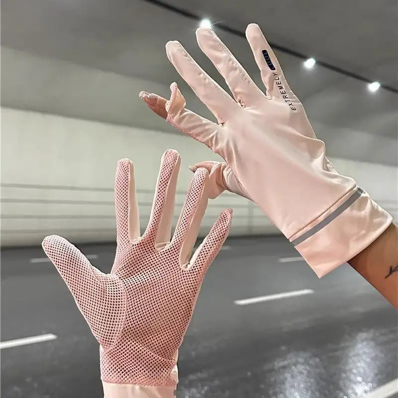 Women Summer Gloves 1Pair Sun Protection Breathable Mesh NonSlip Touchscreen Outdoor Driving Cycling Oasis Select Pink